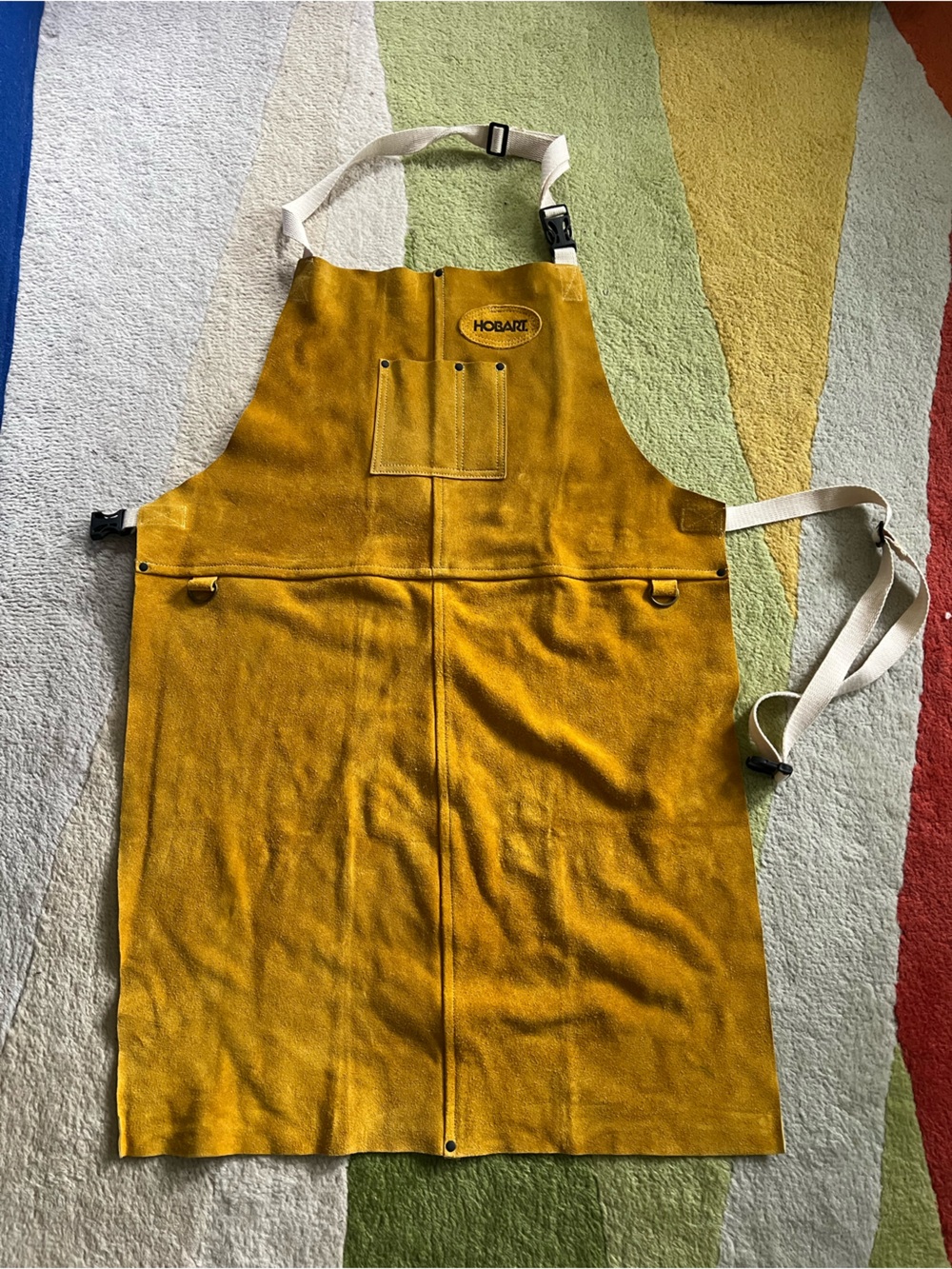 Yellow Leather Welding Apron with Adjustable Straps